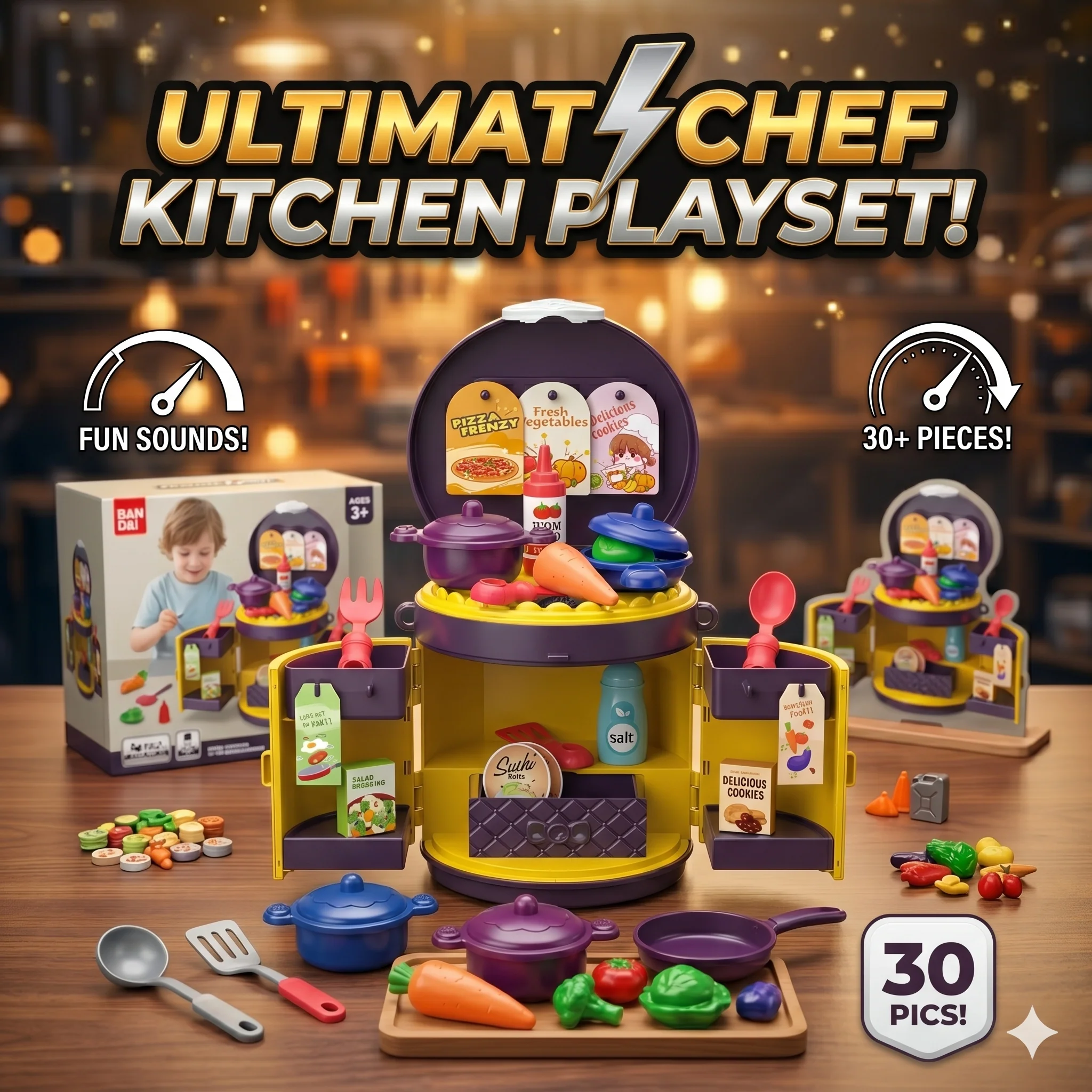 Kitchen Play House Handbag Playset 30 Pieces Set