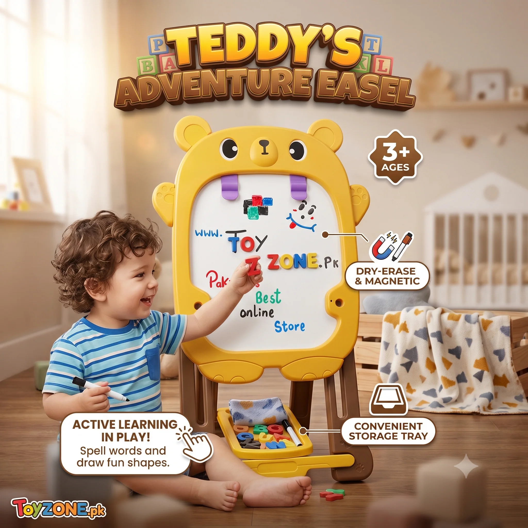 2 in 1 Teddy Adventure Easel Board
