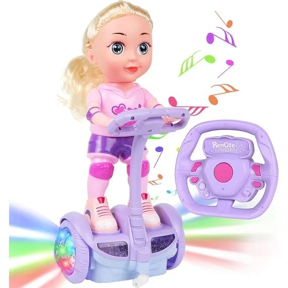 Remote Control Barbie Doll Scooter Toy Electric Riding Girl Doll with Flashing Lights