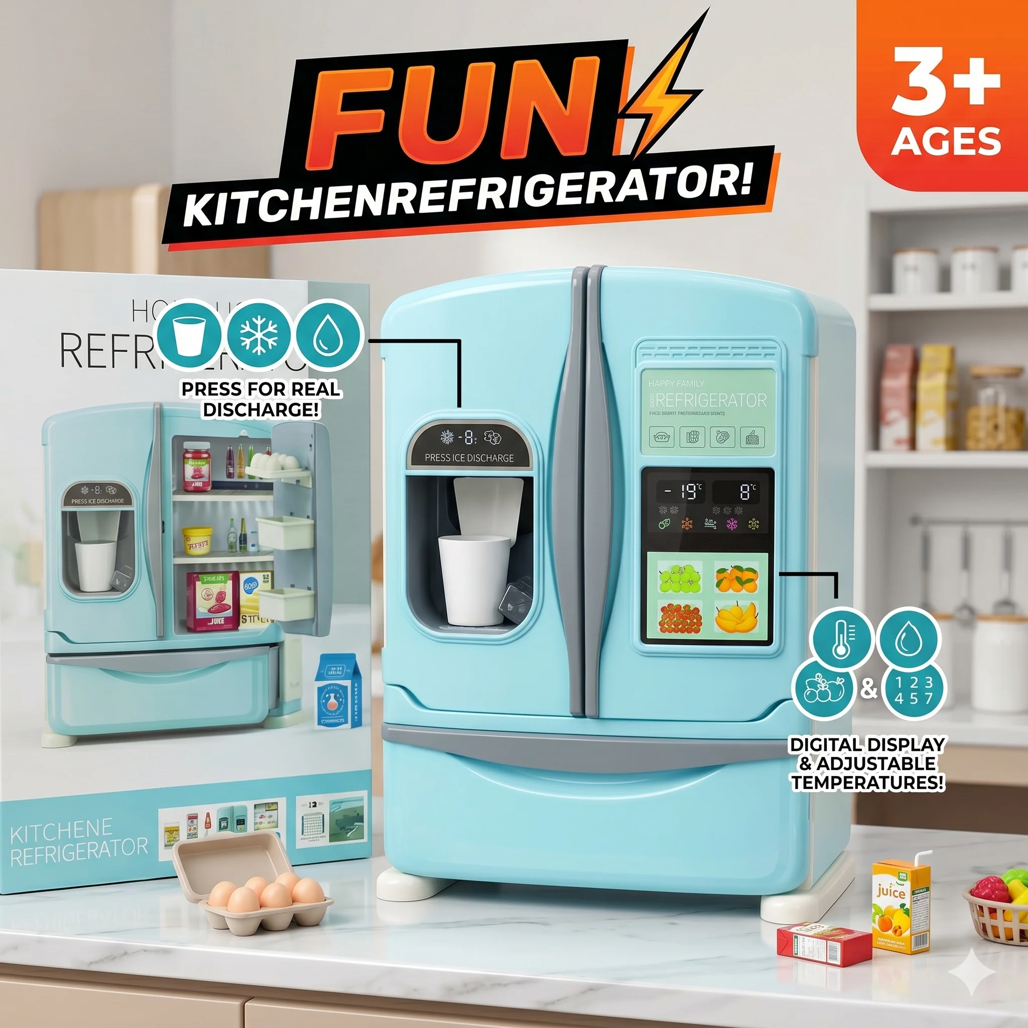 Pretend Play Kitchen Refrigerator Toys