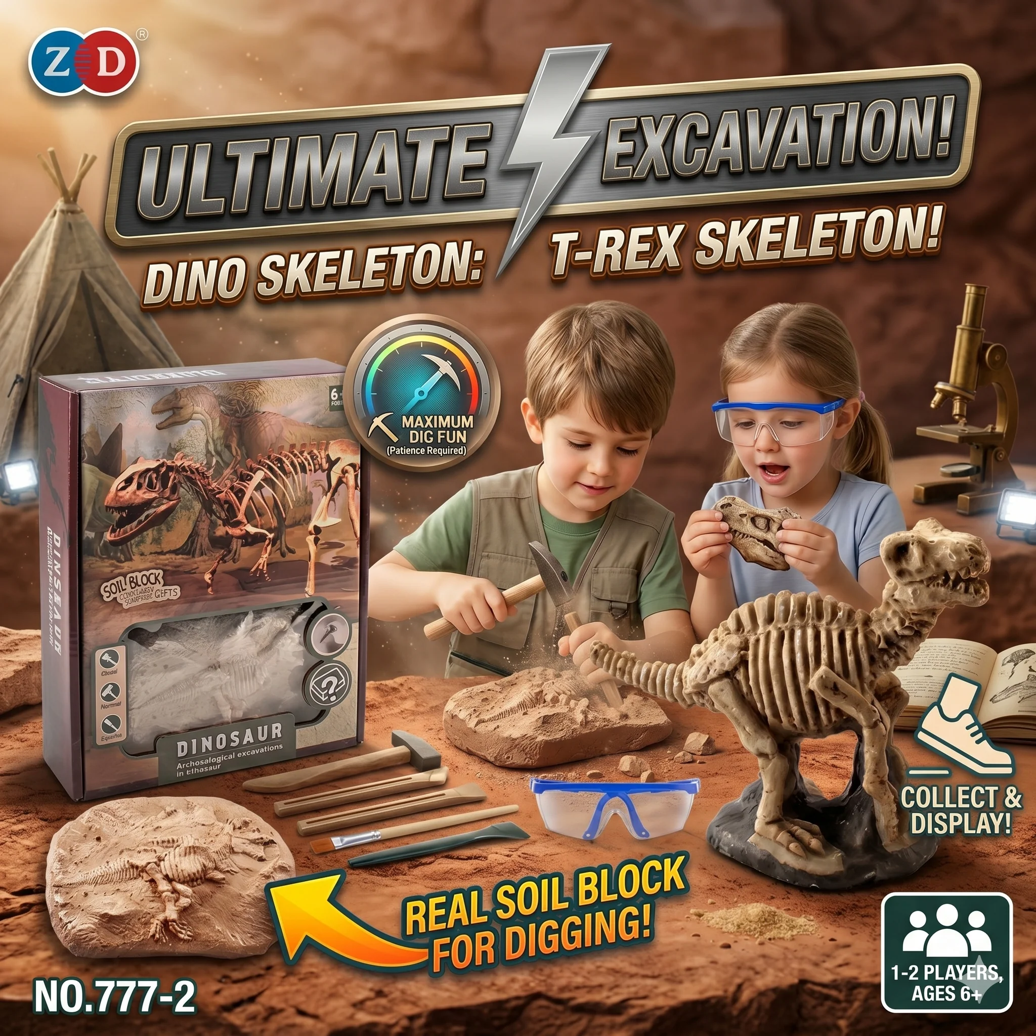 Dinosaur Skeleton Soil Excavation Model Kit (Large Size)