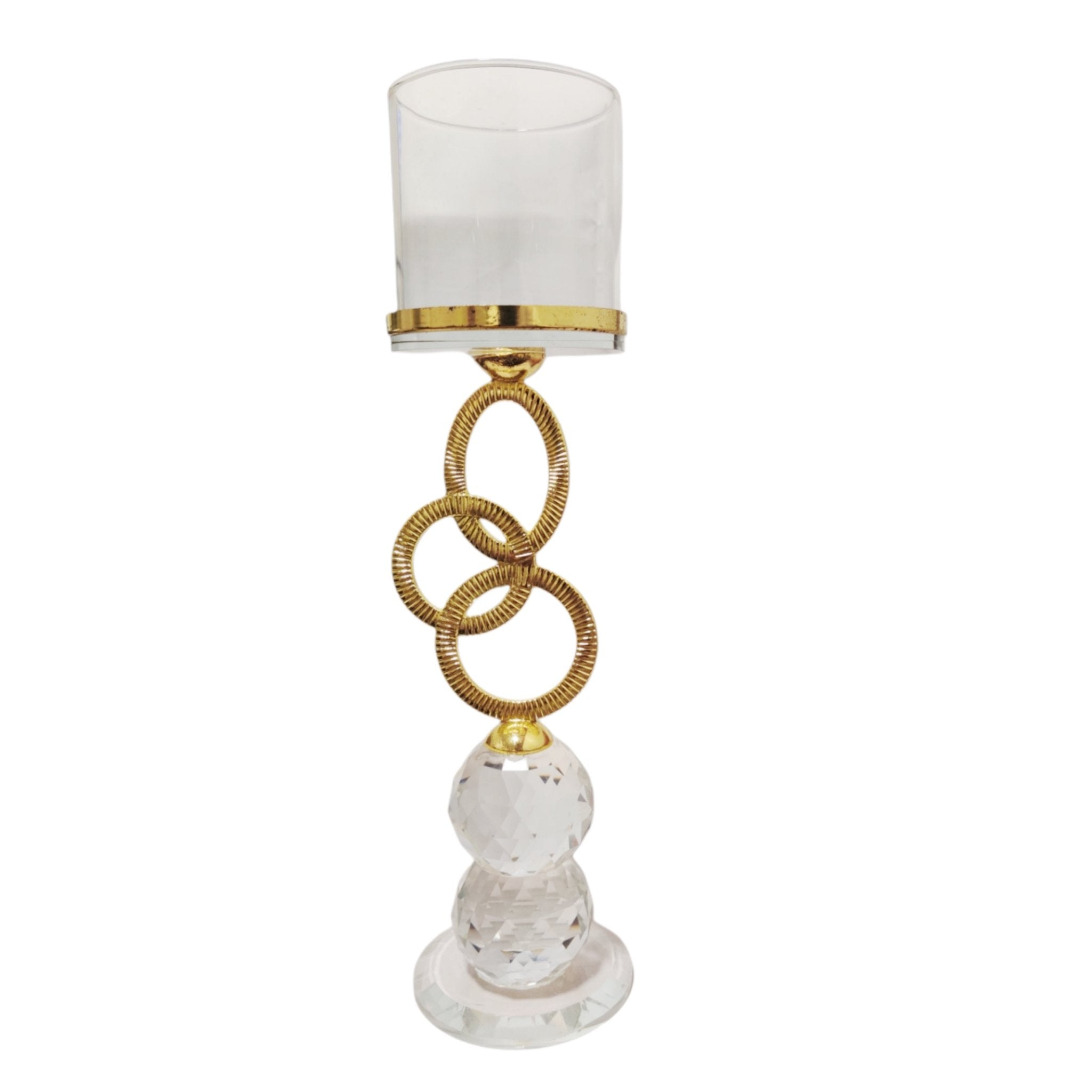 Golden Ring Crystal Candle Holder