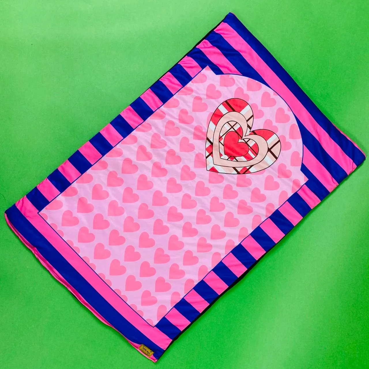 Kids Praying Mat in a charming Pink and Blue Stripe Design