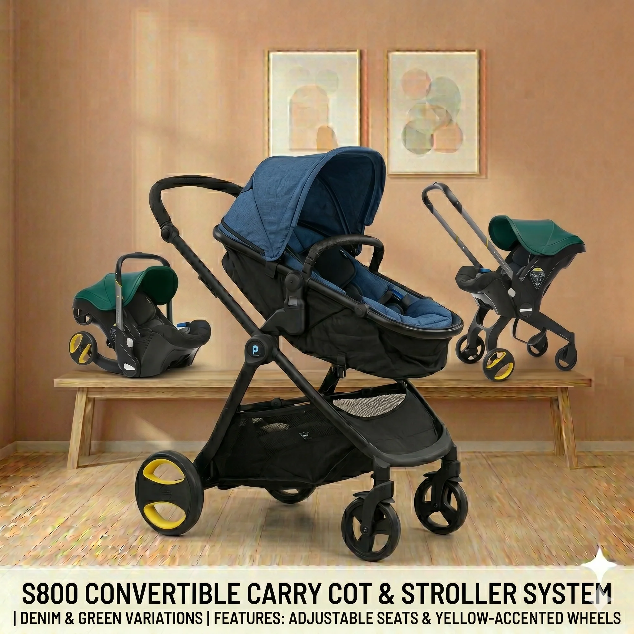 3 in 1 Convertible Carry Cot, Stroller & Car Seat System