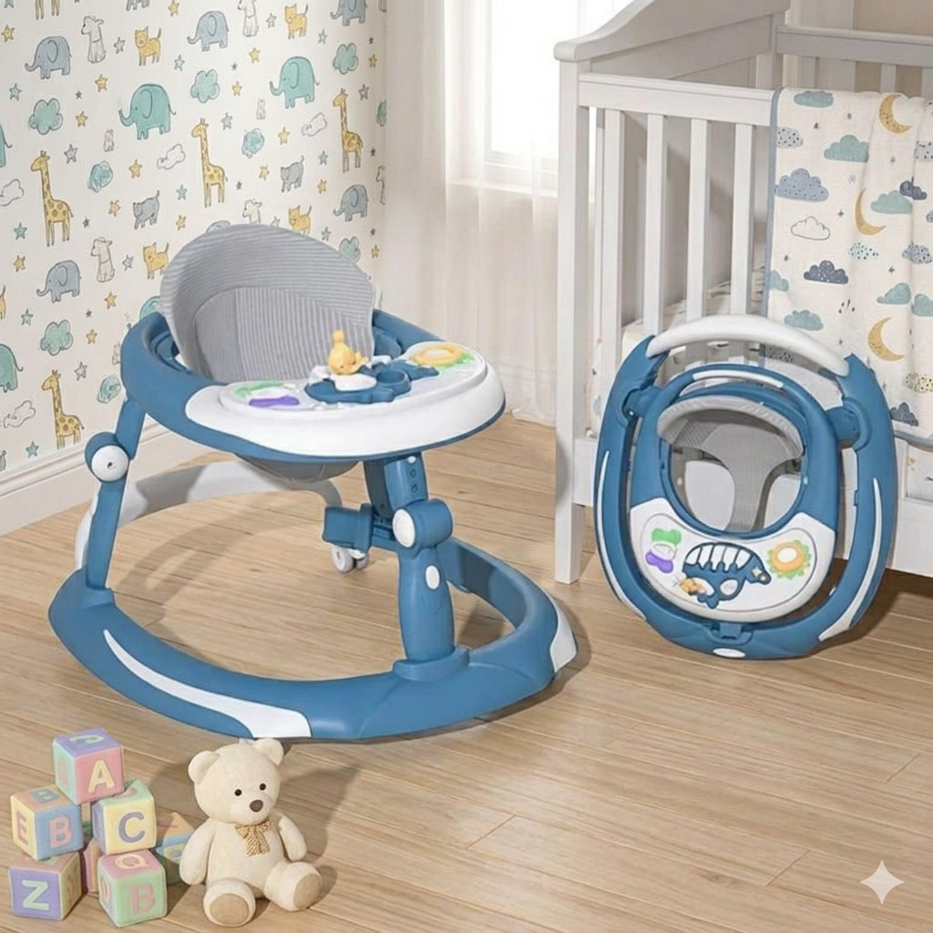 Foldable Baby Walker with Activity Tray Compact & Space-Saving Design
