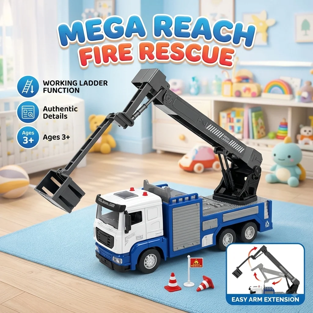 Die-Cast Aerial Ladder Crane Truck Model Toy