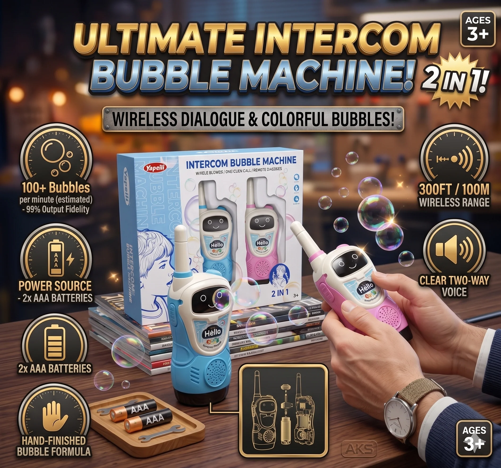 2-in-1 Wireless Intercom Bubble Machine