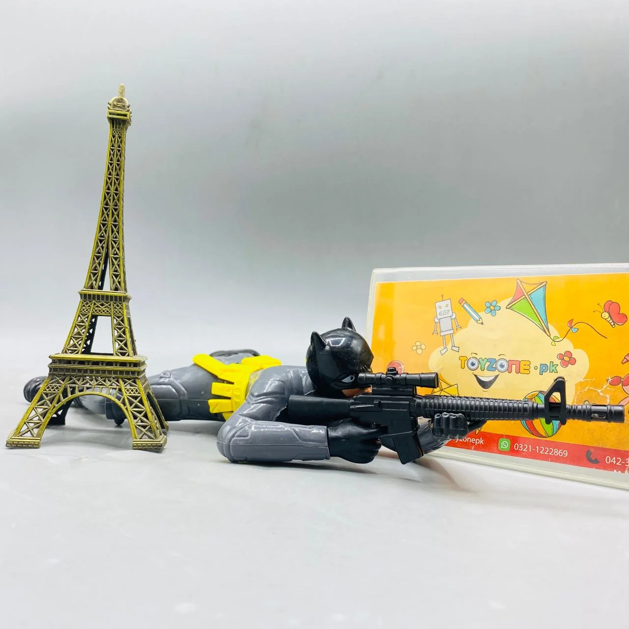 Tactical Batman Action Figure - Crawling Sniper Pose with Rifle