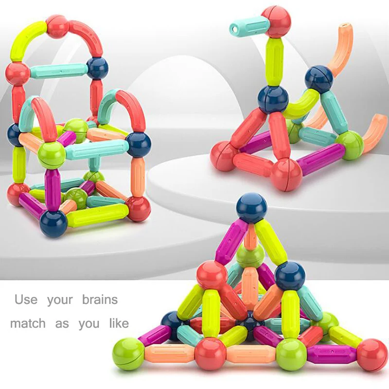 64 Pieces DIY 3D Model Magnetic Stick and Ball Construction Set