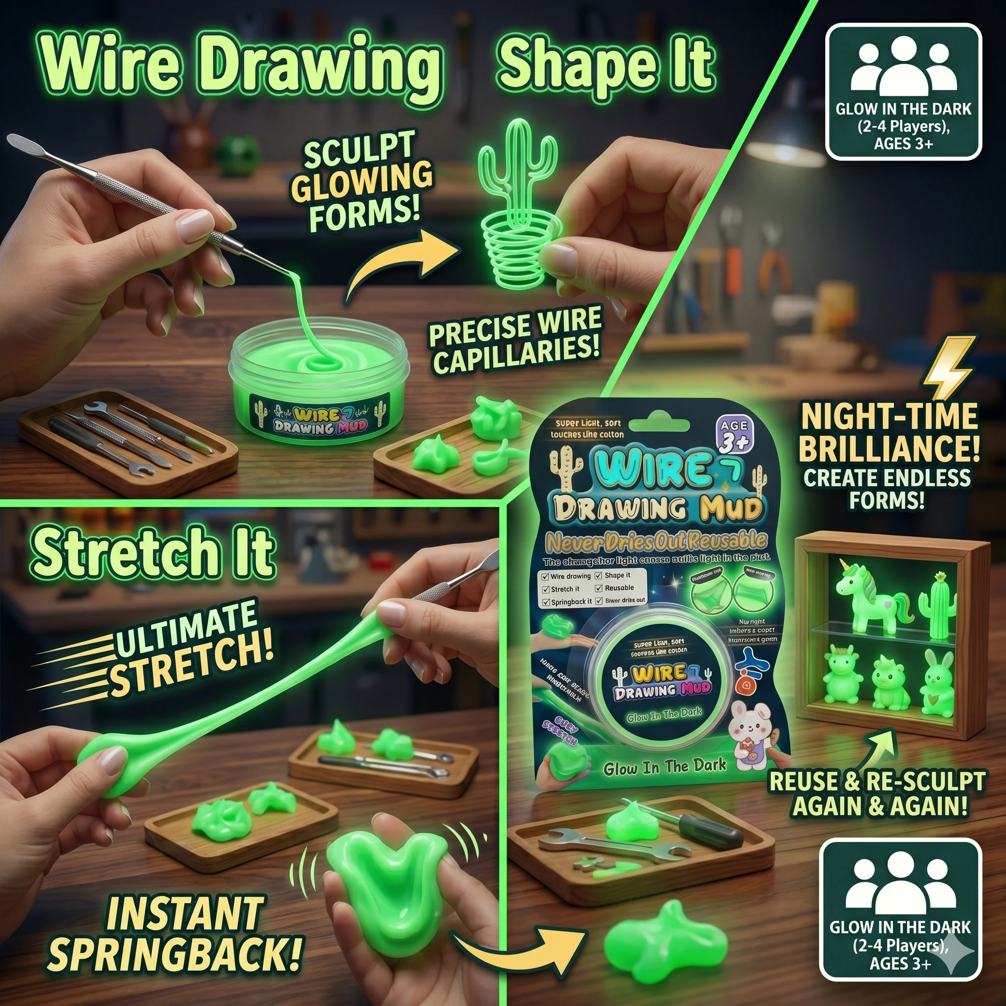 DIY Glow In the Dark Wire Drawing Mud Putty