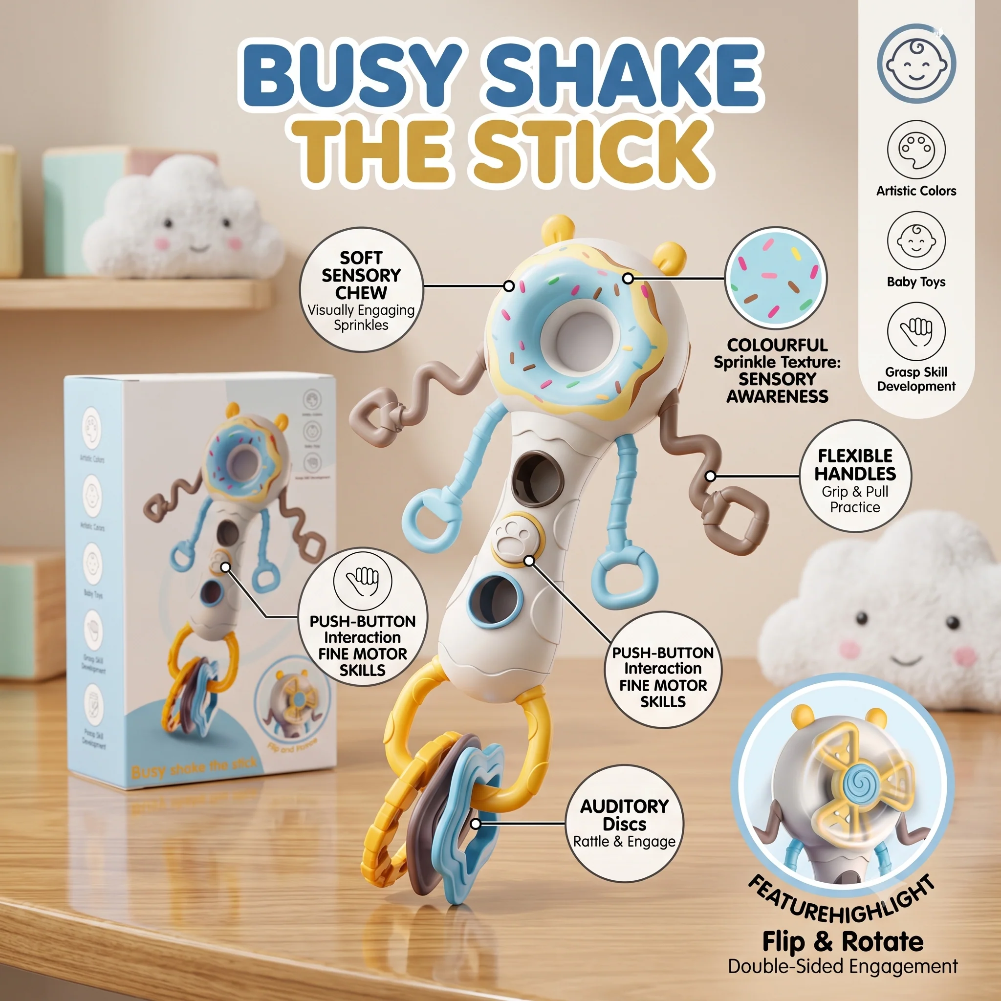 Baby Sensory Shake the Stick Busy Rattle Toy