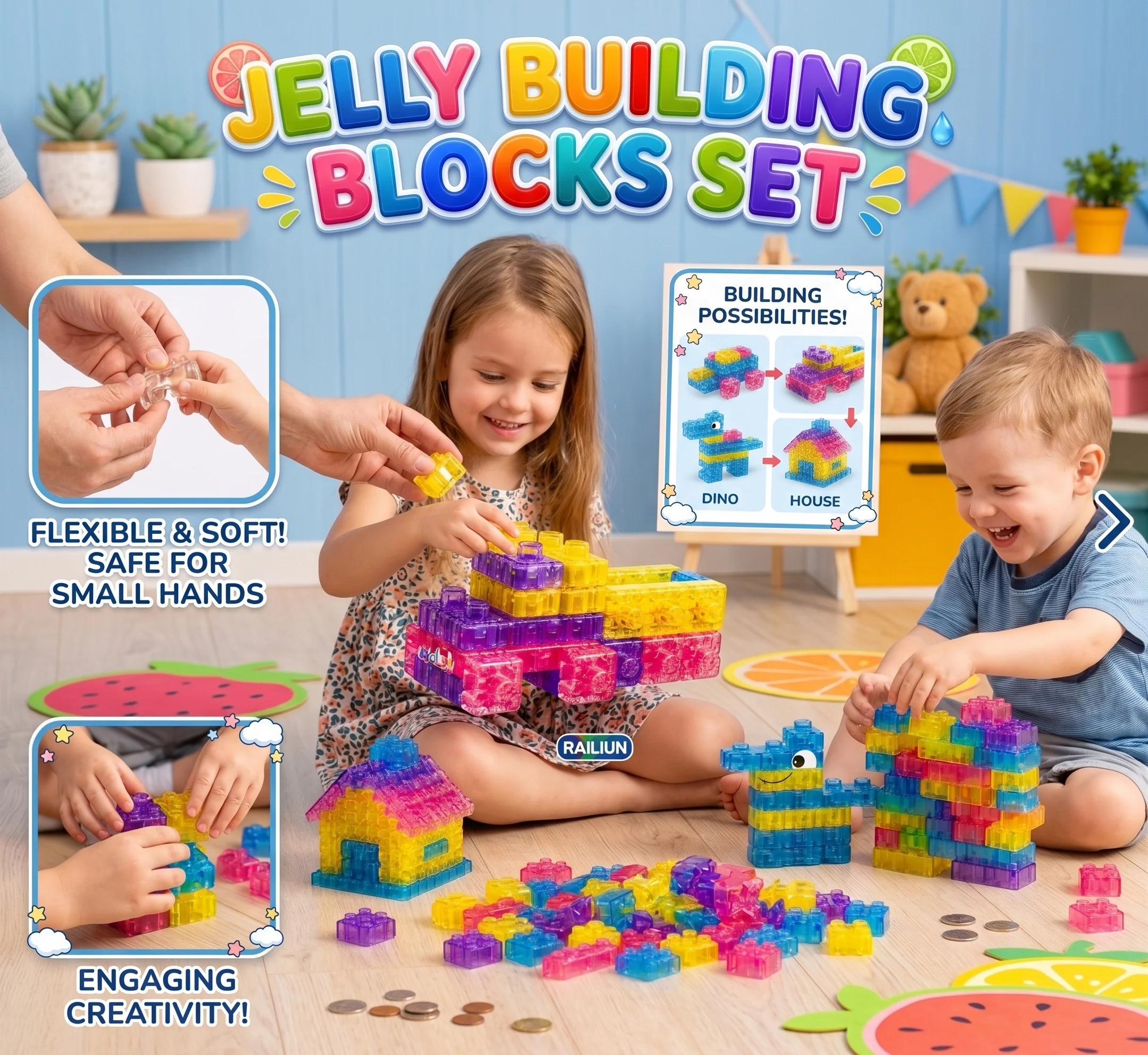 40 Piece Jelly Building Blocks Set