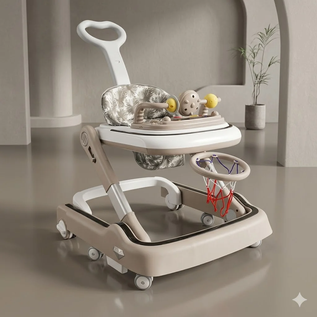 3in1 Baby Walker with Push Handle & Basketball Hoop