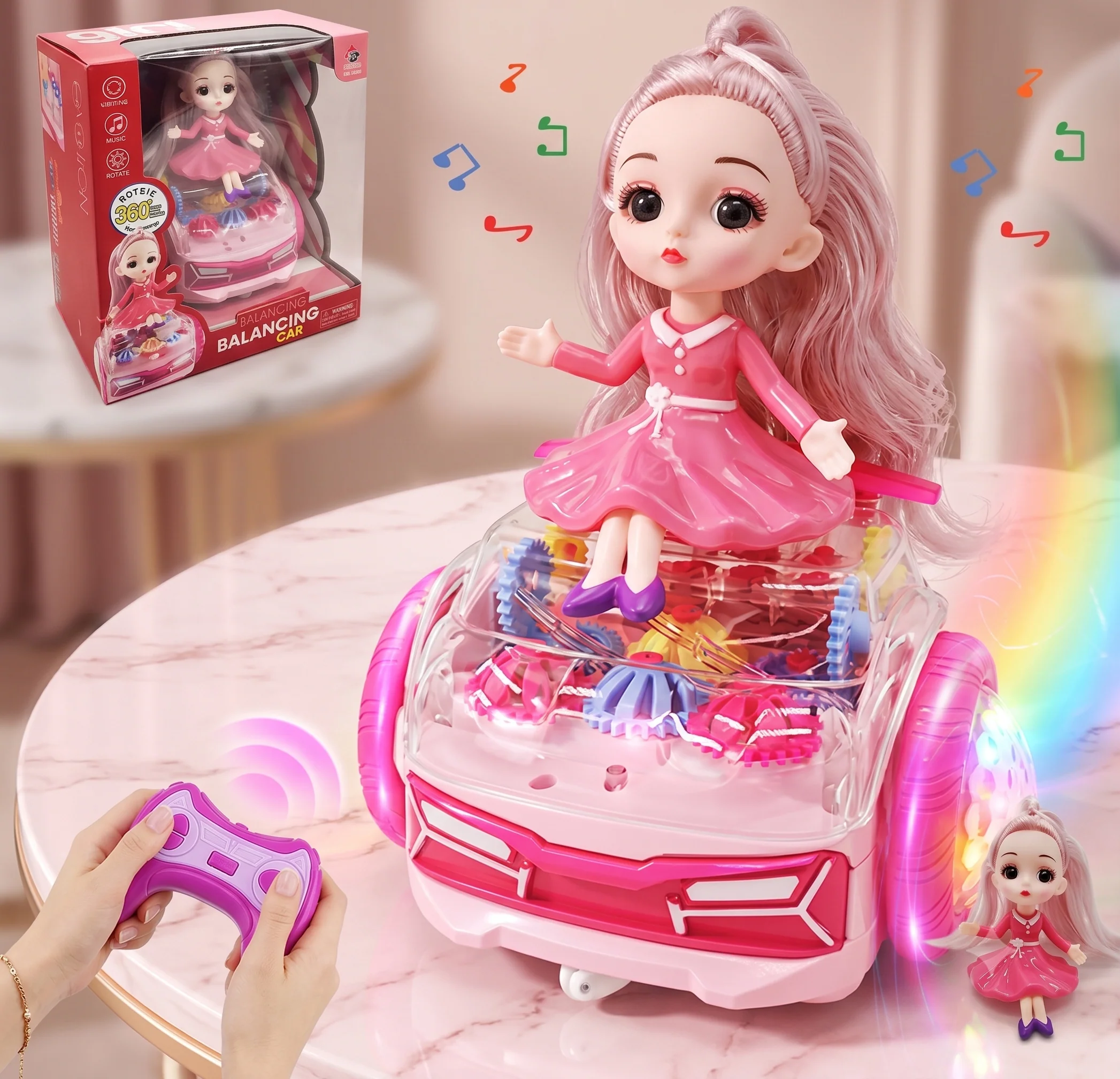Remote Control Balancing Car Doll With Light And Music