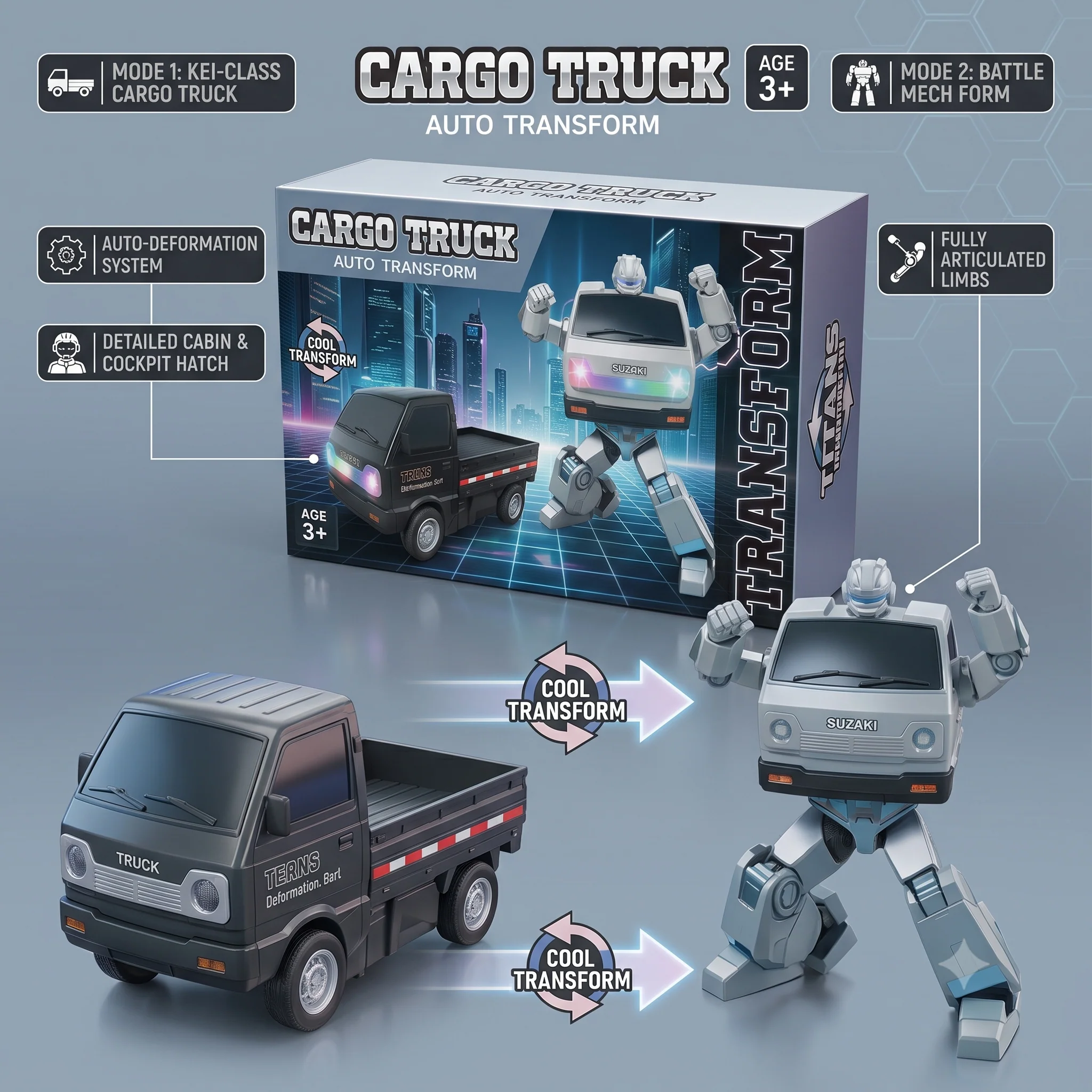 Cargo Truck Auto Transform Robot Toy