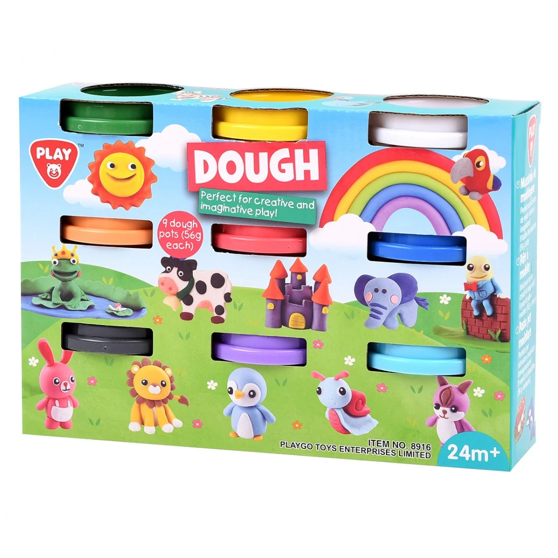 Playgo Set of 9 Colored Plasticine Jars