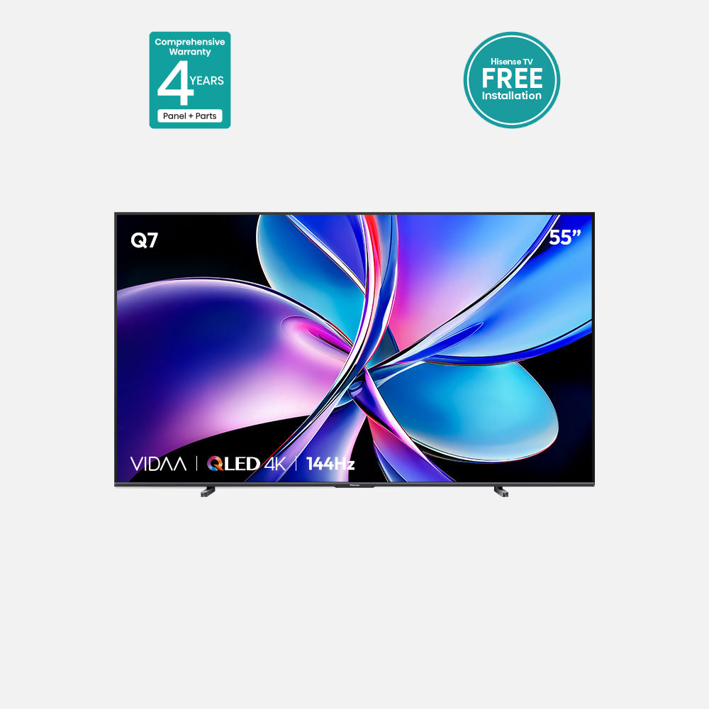 Hisense 55" 4K QLED 144Hz VIDAA TV 55Q7Q – Quantum Dot, Dolby Vision, HDR10+, 144Hz Game Mode Pro & 4-Year Comprehensive Warranty