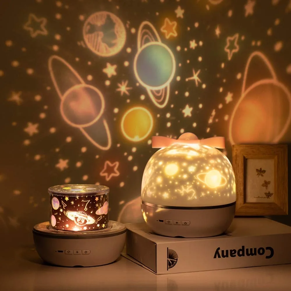 360 Rotating Apple Galaxy Star Projector Night Light With Projection Discs
