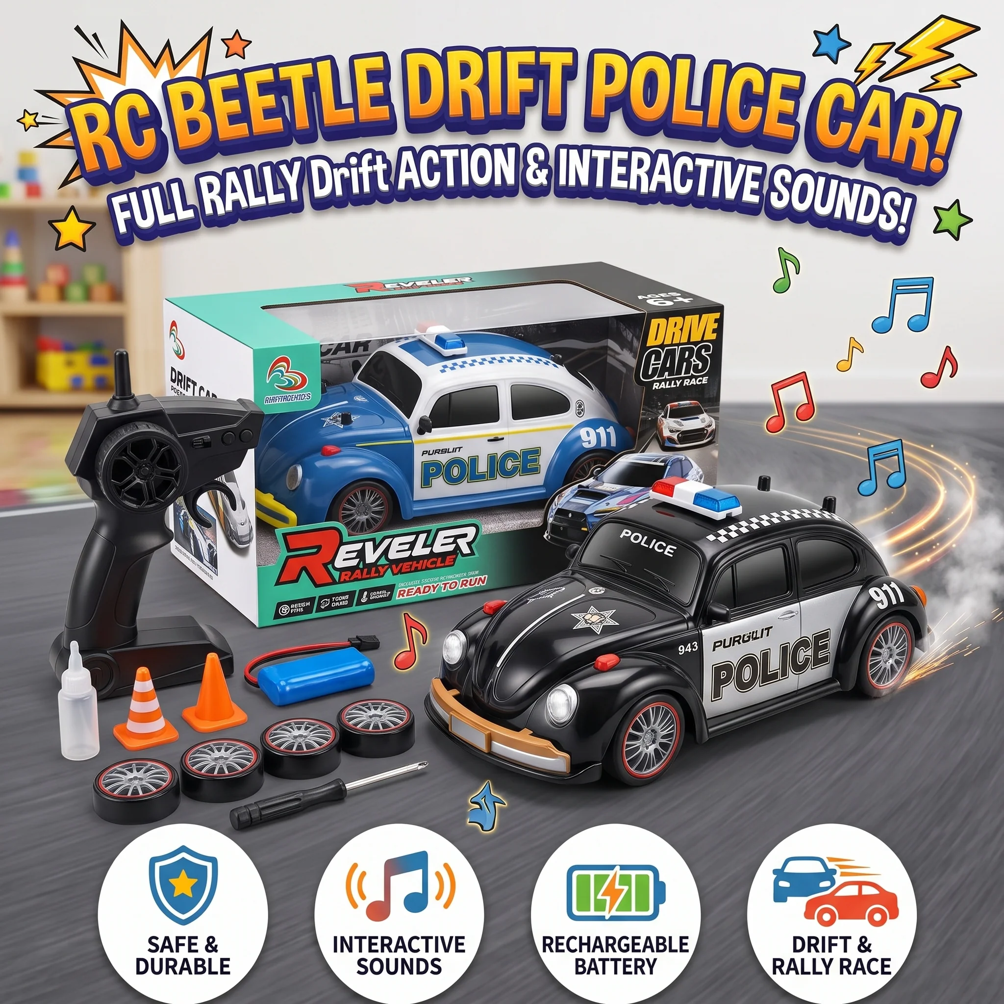 Remote Control Reveler Police Drift Car