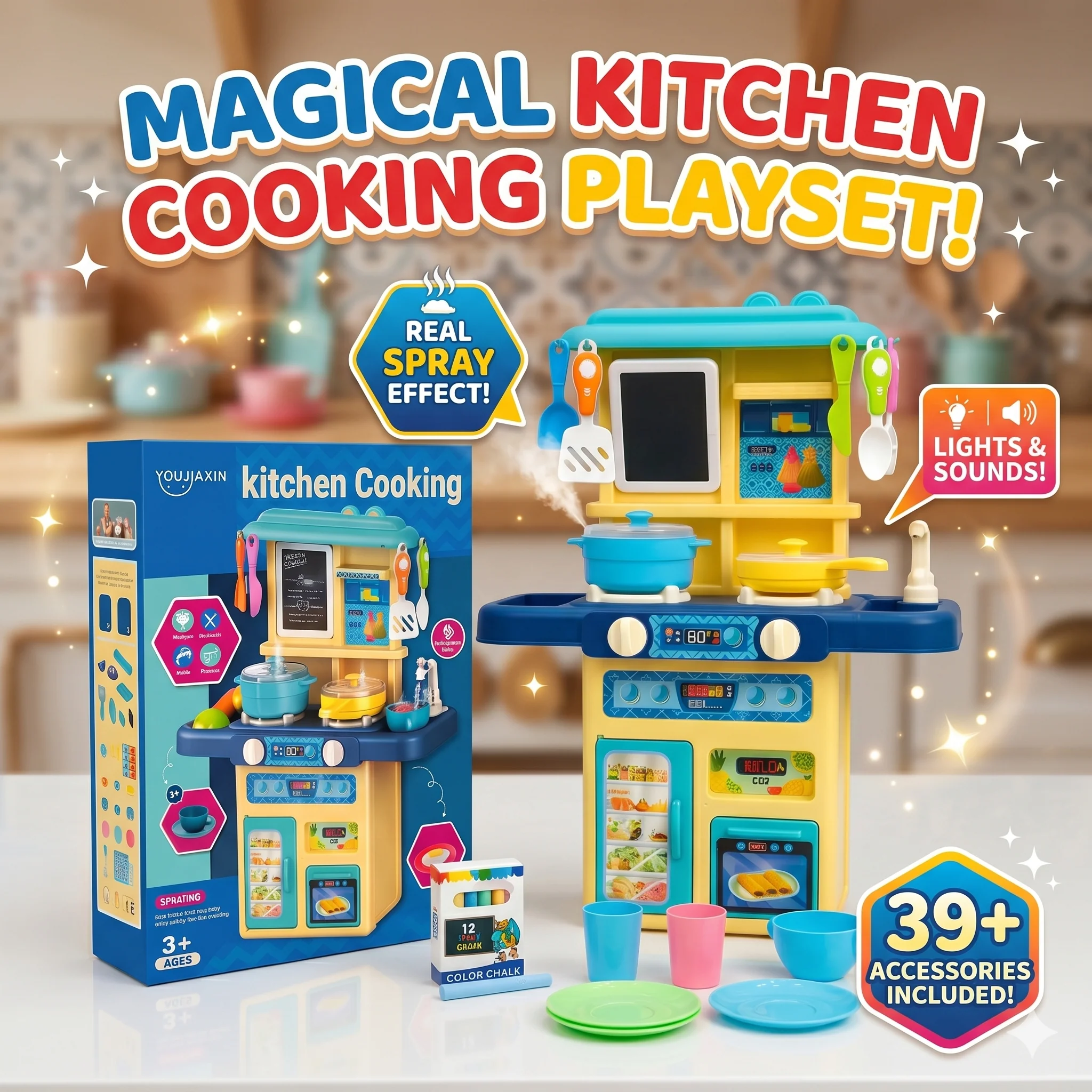 Magical Kitchen Cooking Playset With Real Spray Effect And Lights & Sounds
