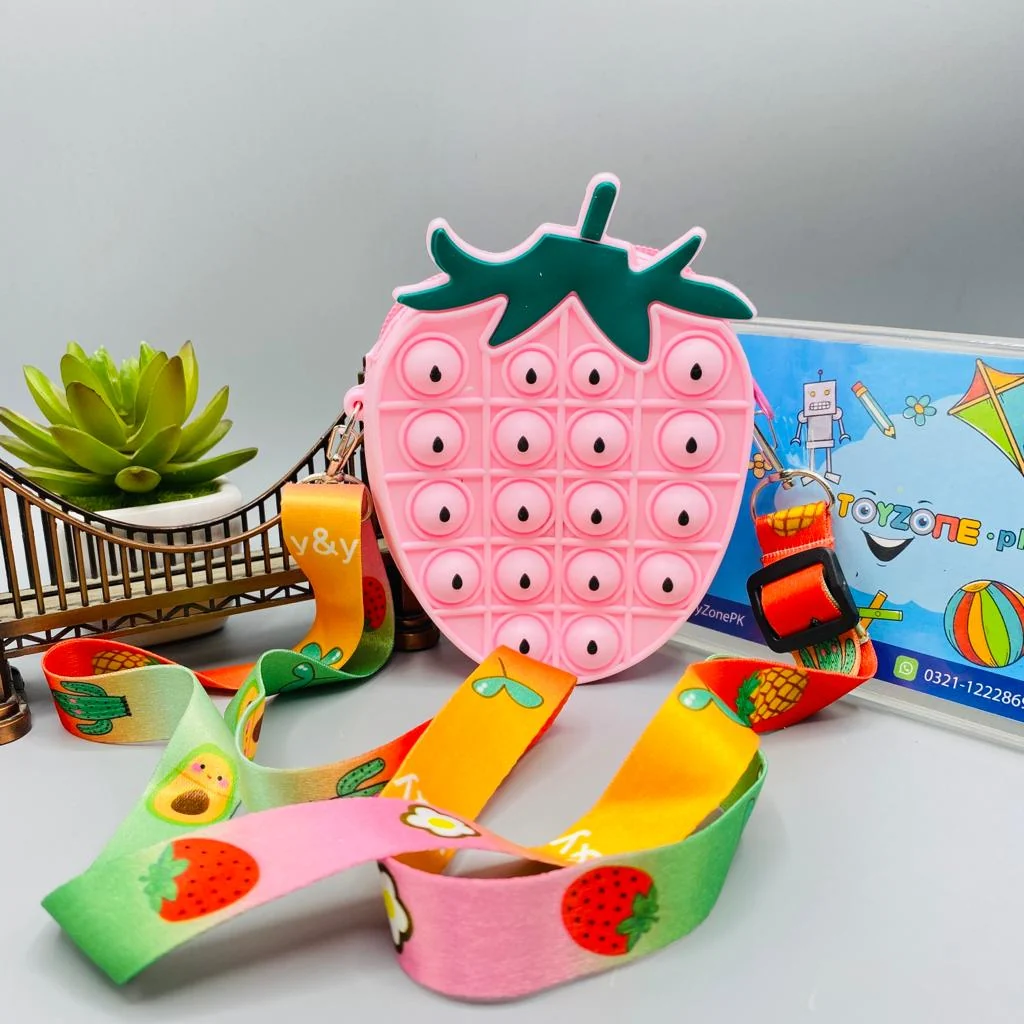 Pop It Strawberry Shape Zipper Bag