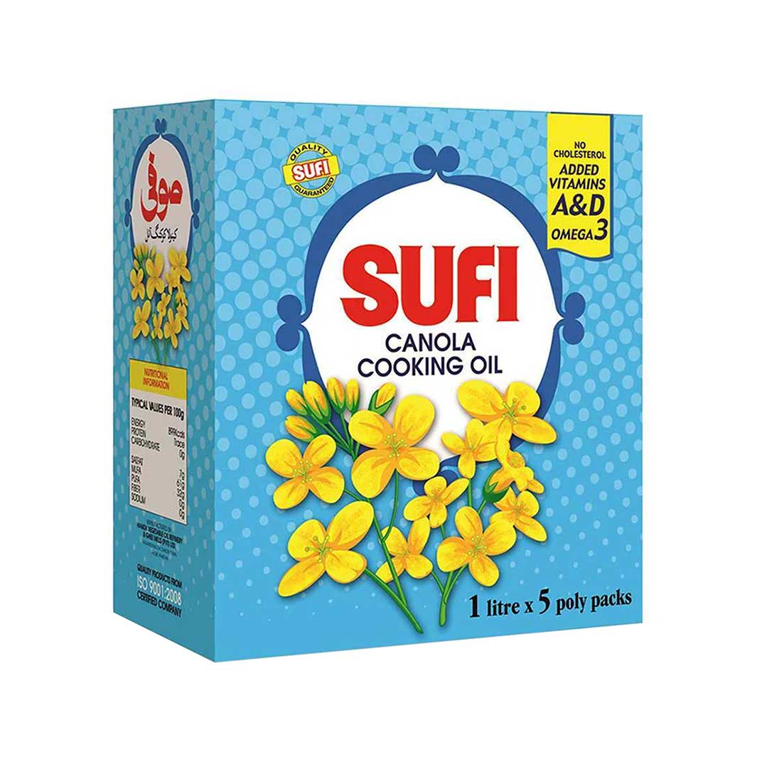 Sufi Canola Cooking Oil 1 x 5 Ltr Carton