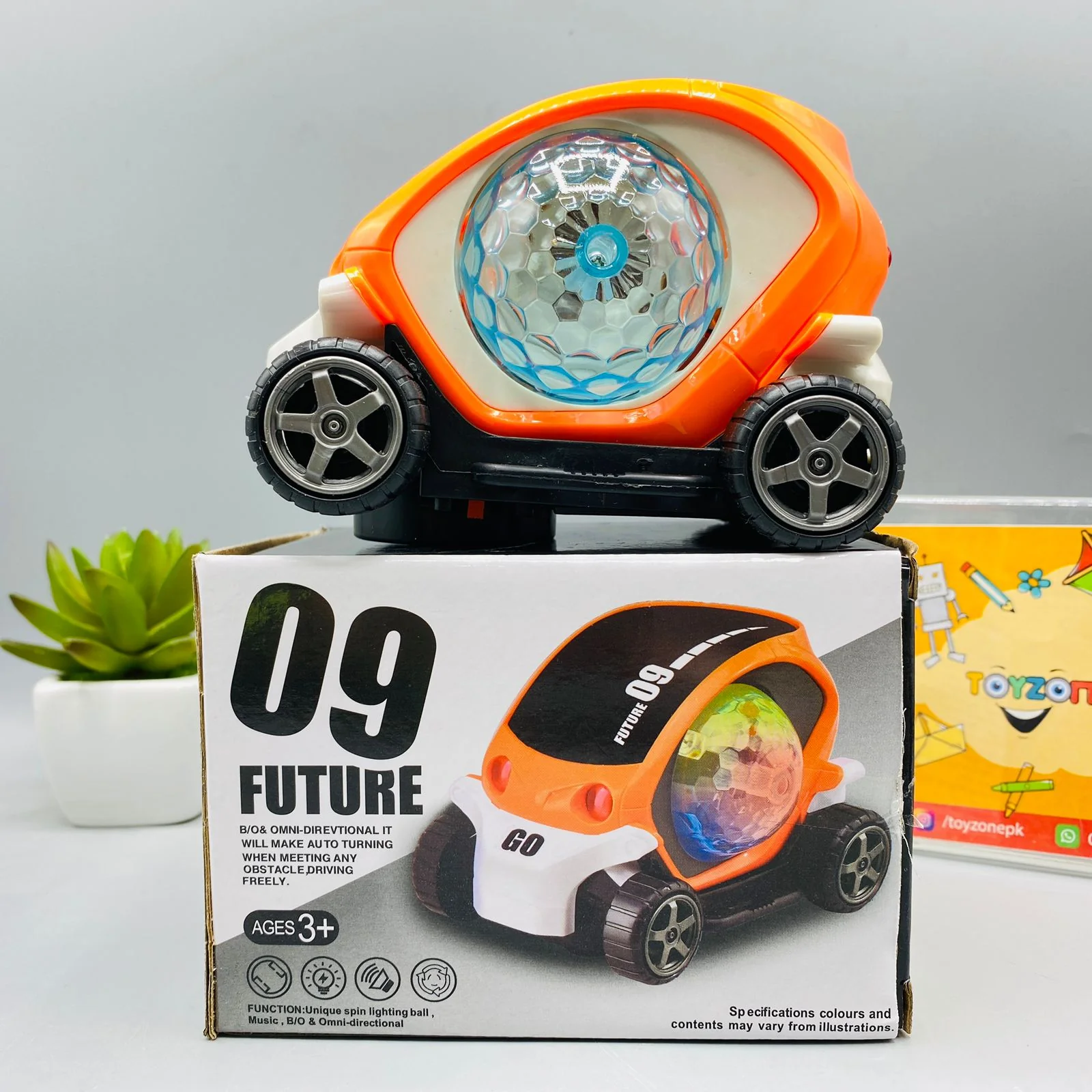 09 Future Car Rotate 360° with Flashing Light & Music