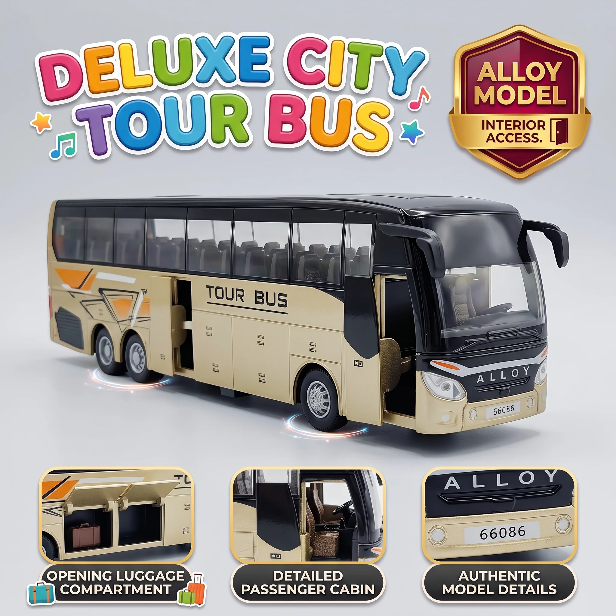 Diecast Tour Bus With Opening Doors