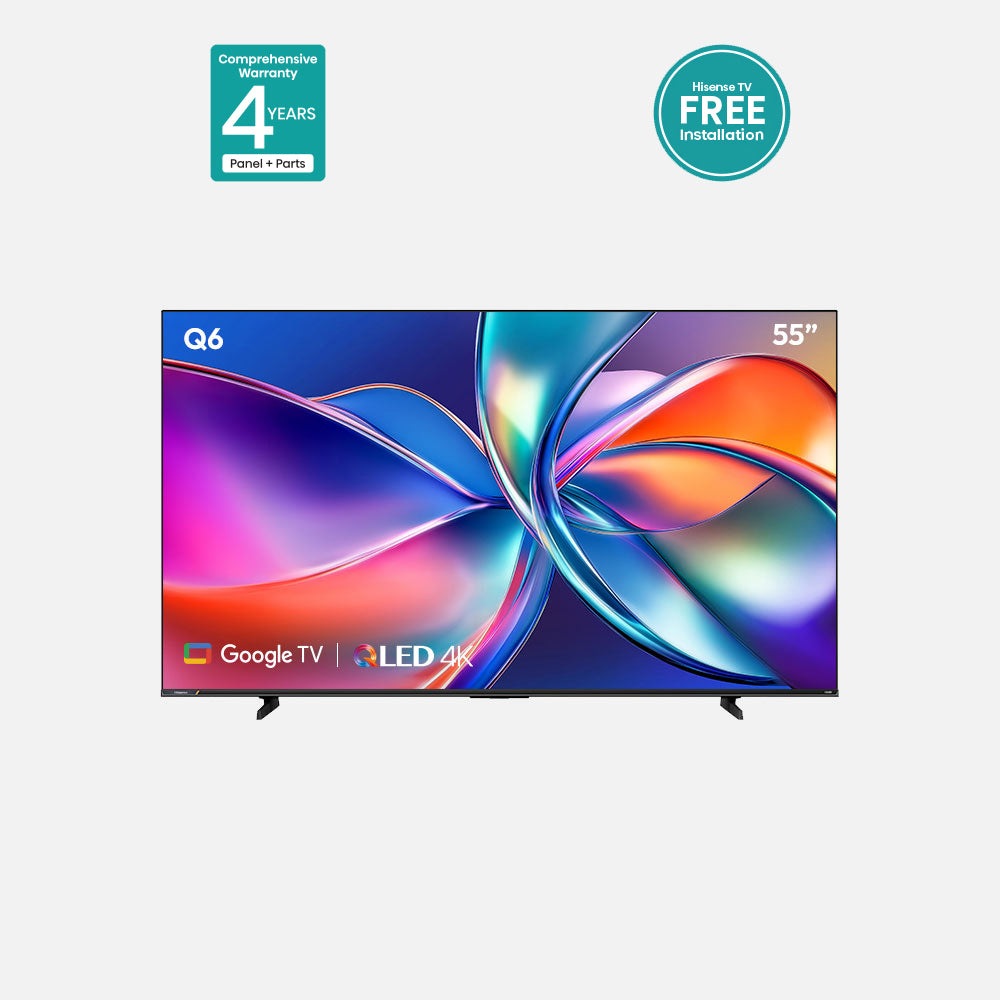 Hisense 55" 4K QLED Google TV 55Q6N – Quantum Dot, Dolby Vision, HDR10+, Dolby Atmos & 4-Year Comprehensive Warranty
