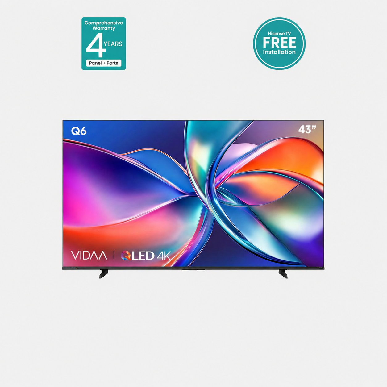 Hisense 43" 4K QLED VIDAA TV 43Q6Q – Quantum Dot, Dolby Vision, Dolby Atmos, Game Mode Plus & 4-Year Comprehensive Warranty
