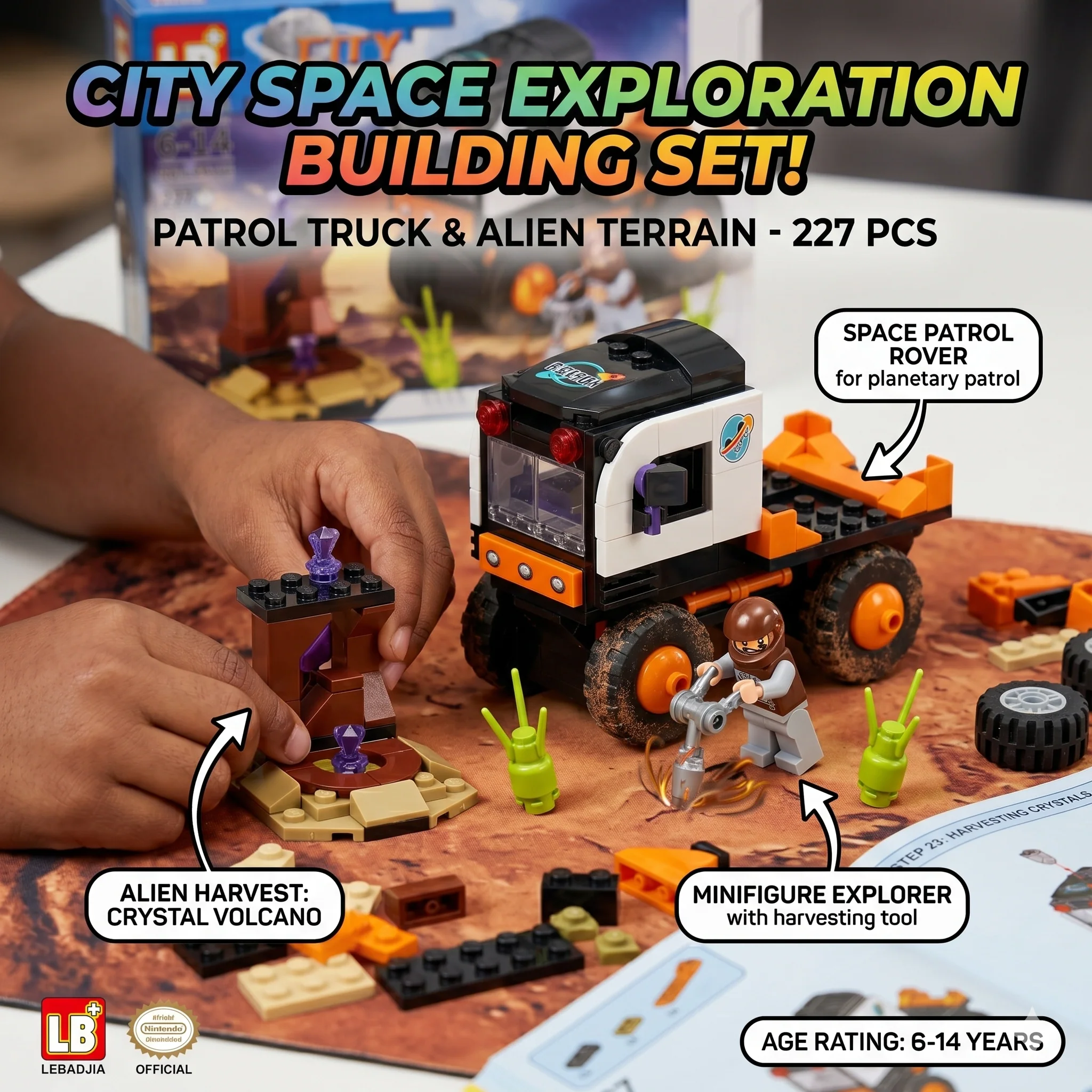 City Space Exploration Building Set – Patrol Truck & Alien Terrain Toy Blocks (227 Pcs)