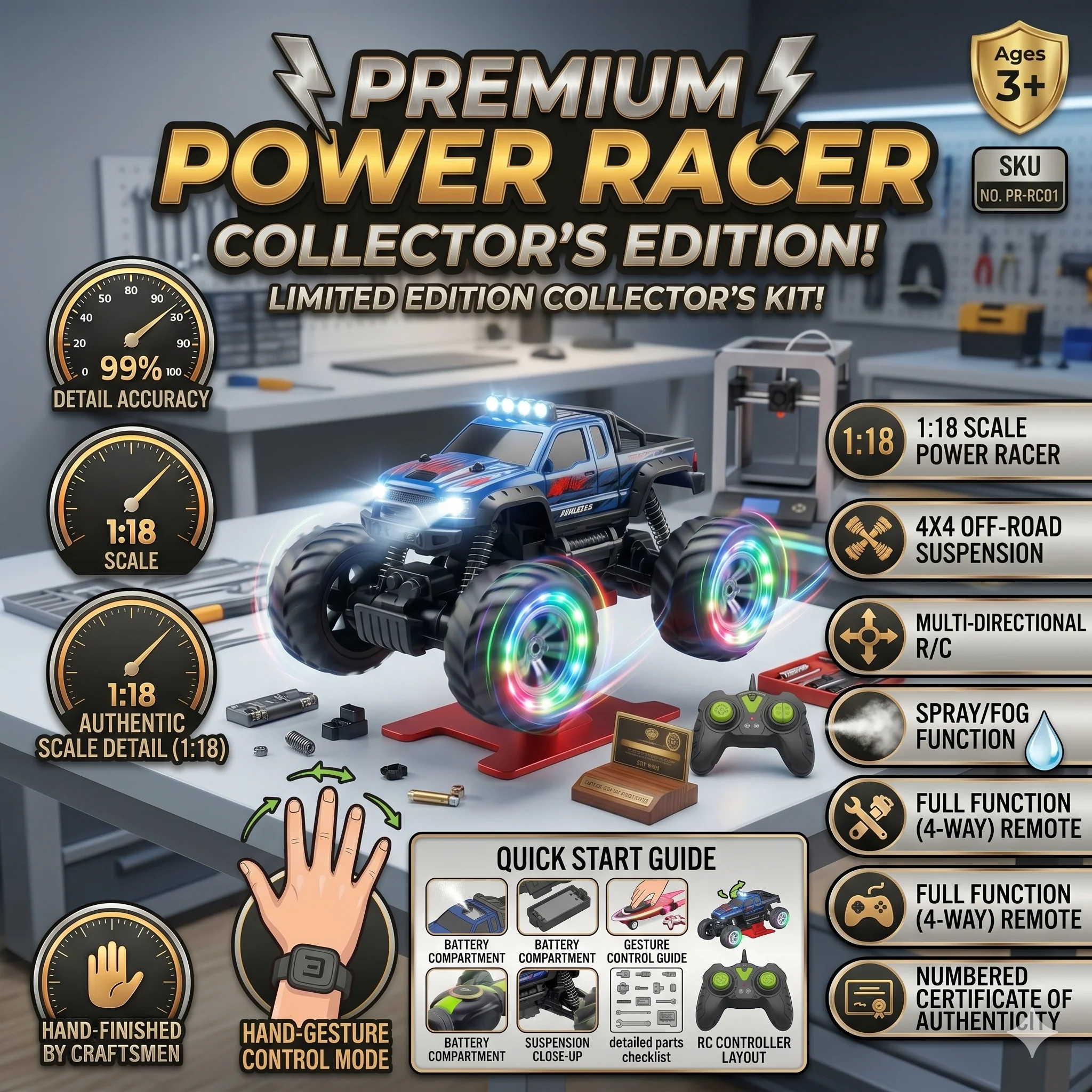 1:18 Scale Remote Control 4x4 Off-Road Monster