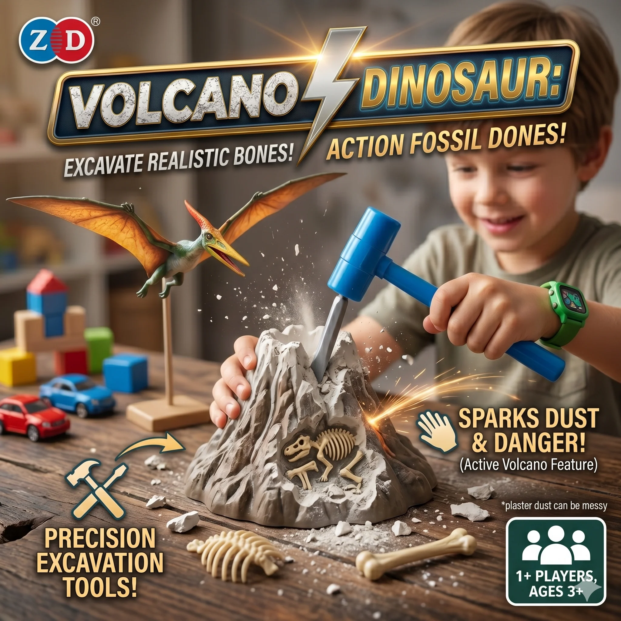 Excavation Paleontologist Dinosaur Volcano Kit