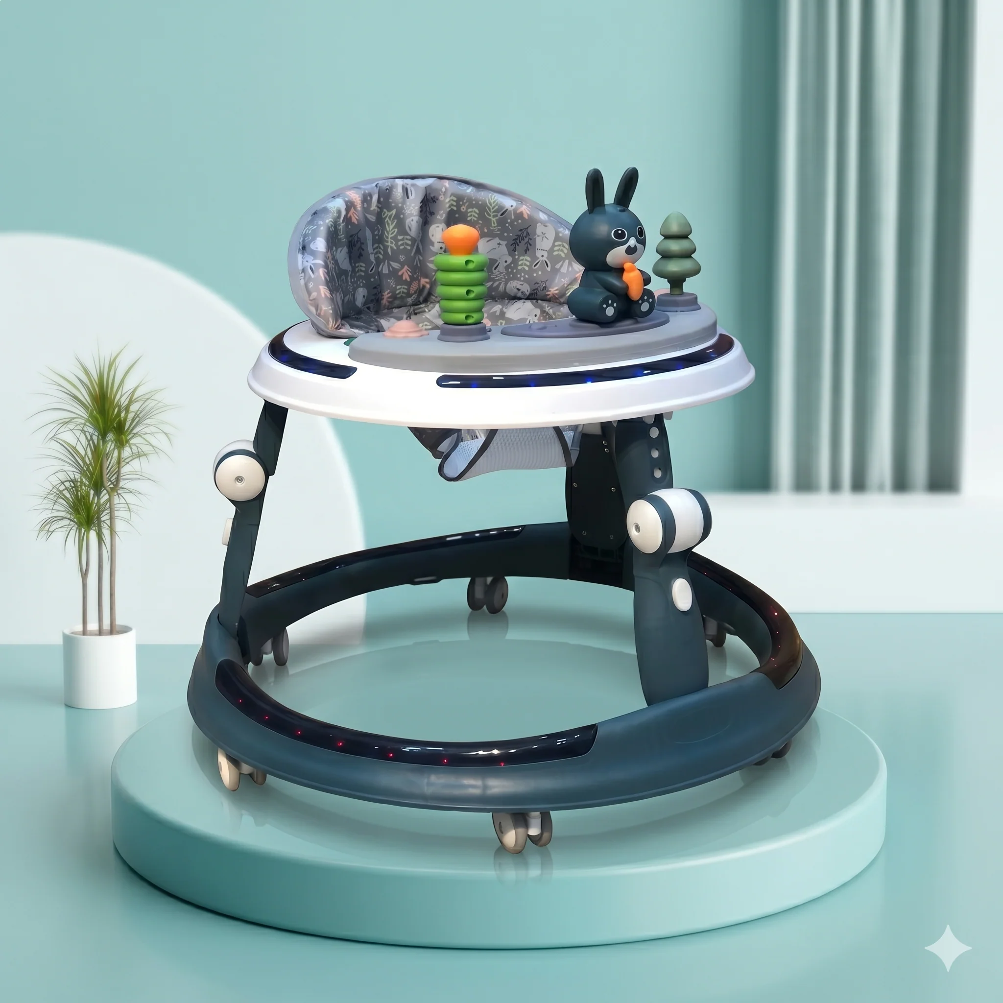 Space Baby Walker with Glowing Base & Bunny Robot Toys