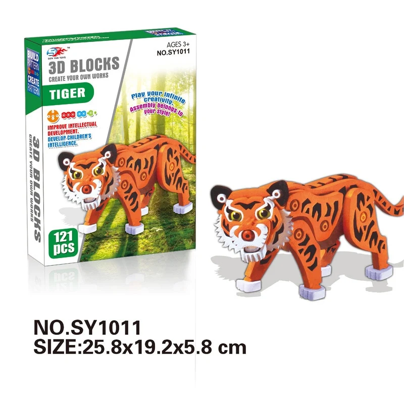 121 Pieces 3D Tiger Puzzle Blocks