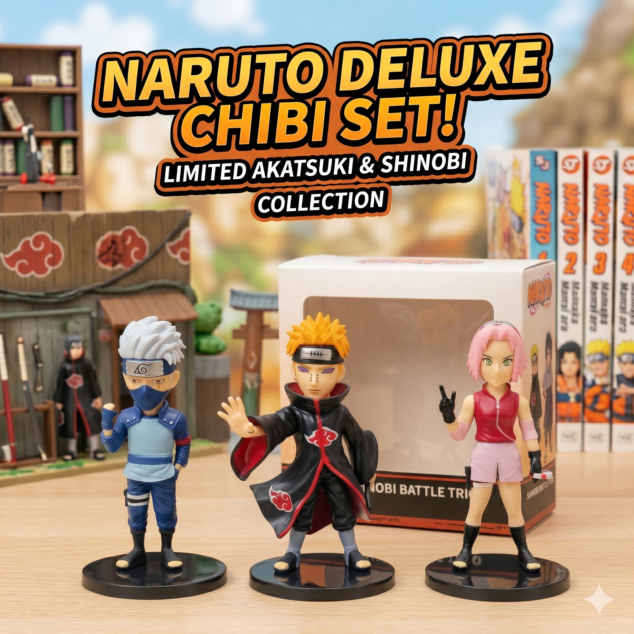 Naruto Deluxe Figure Set With Akatsuki And Shinobi Collection