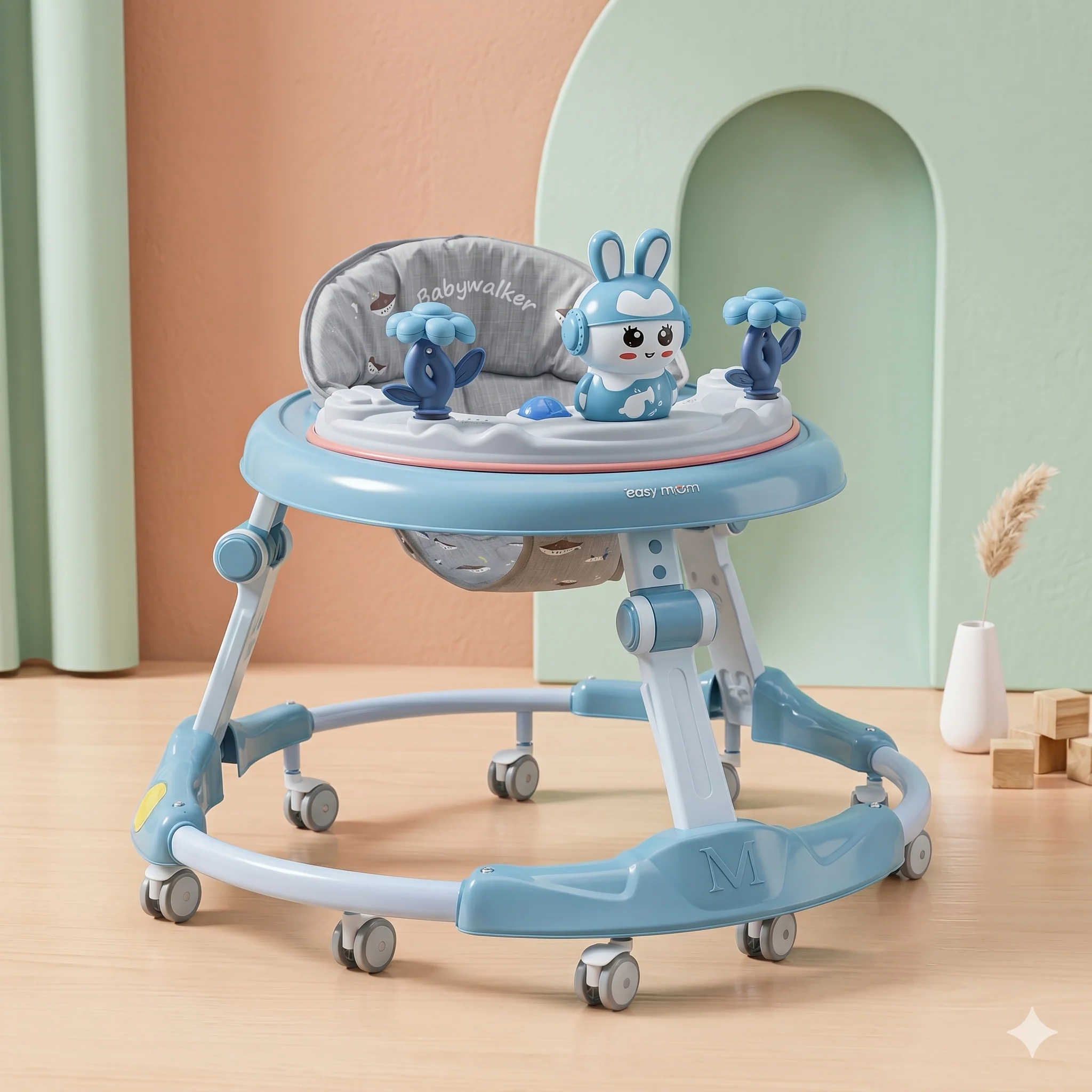 Bunny Robot Baby Walker with Spinning Toys & Storage