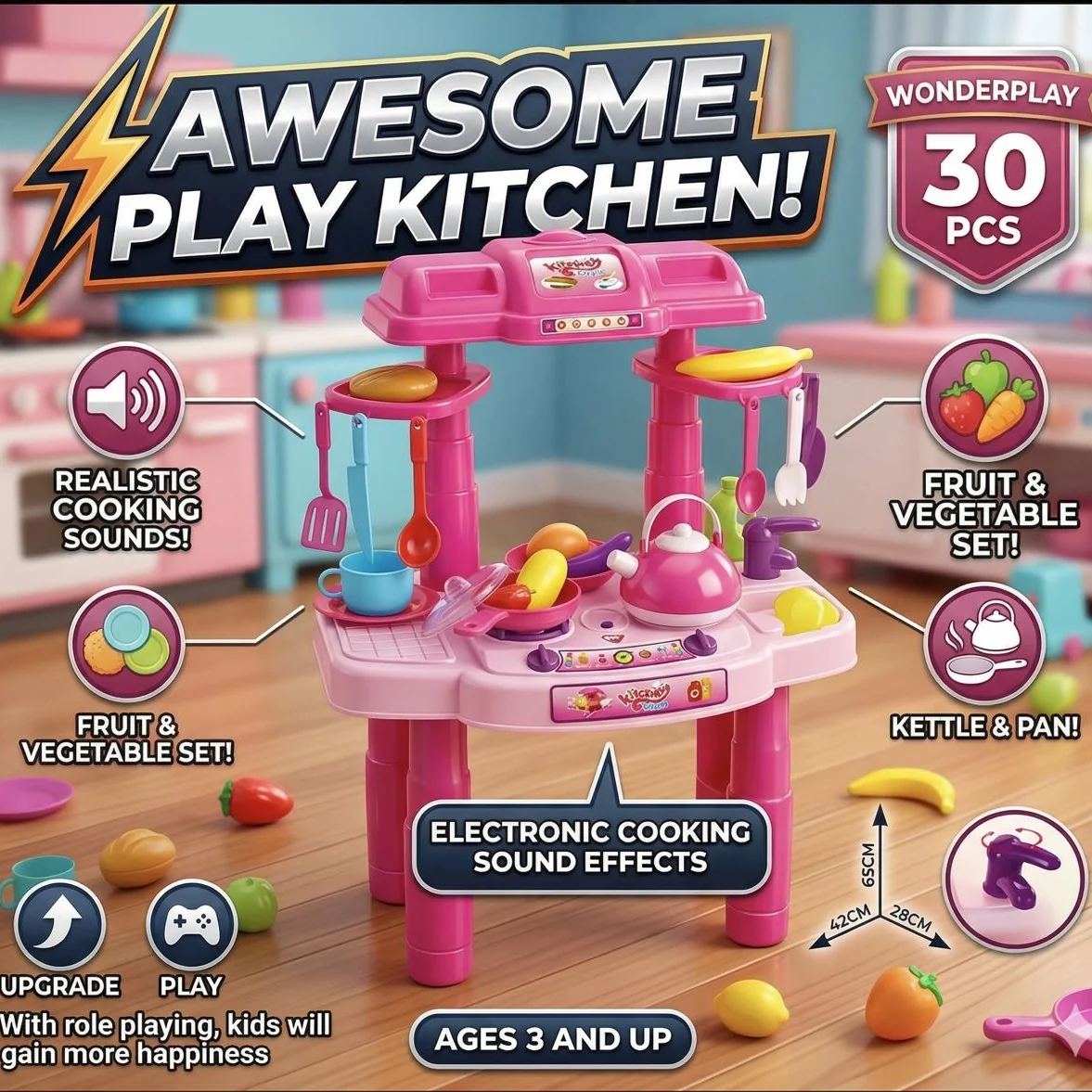 30 Pcs Barbie Kitchen Playset