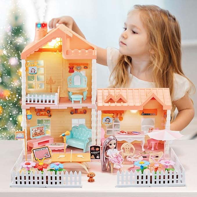 Doll House DIY Assembly Princess Villa Toy with 95PCS